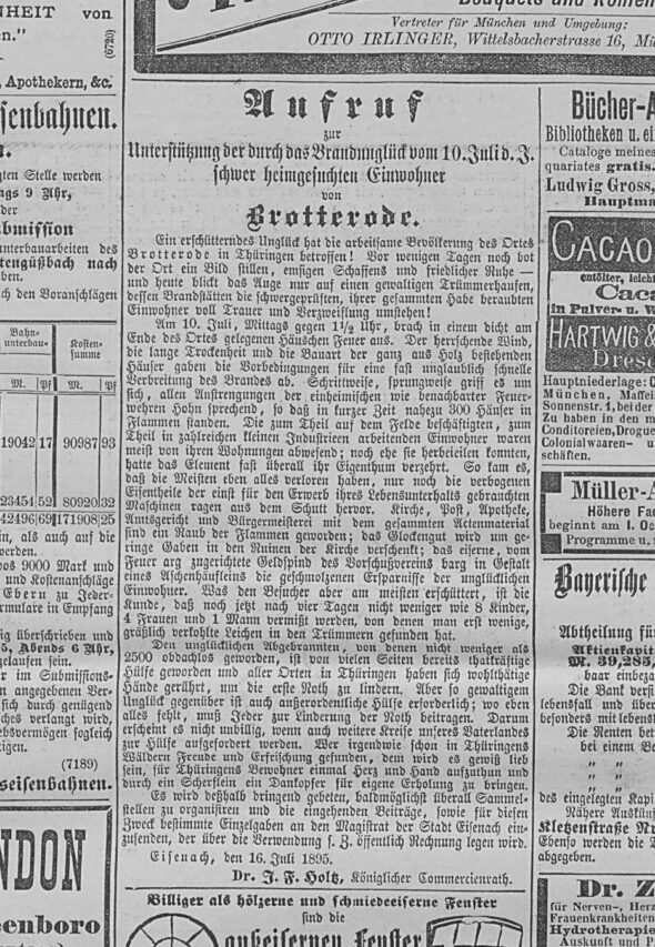 24. Juli 1895 – Brotterode komplett niedergebrannt