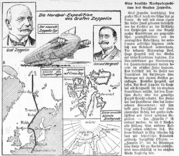 10. Juli 1909 – Deutsche Zeppelin-Nordpol-Expedition angekündigt